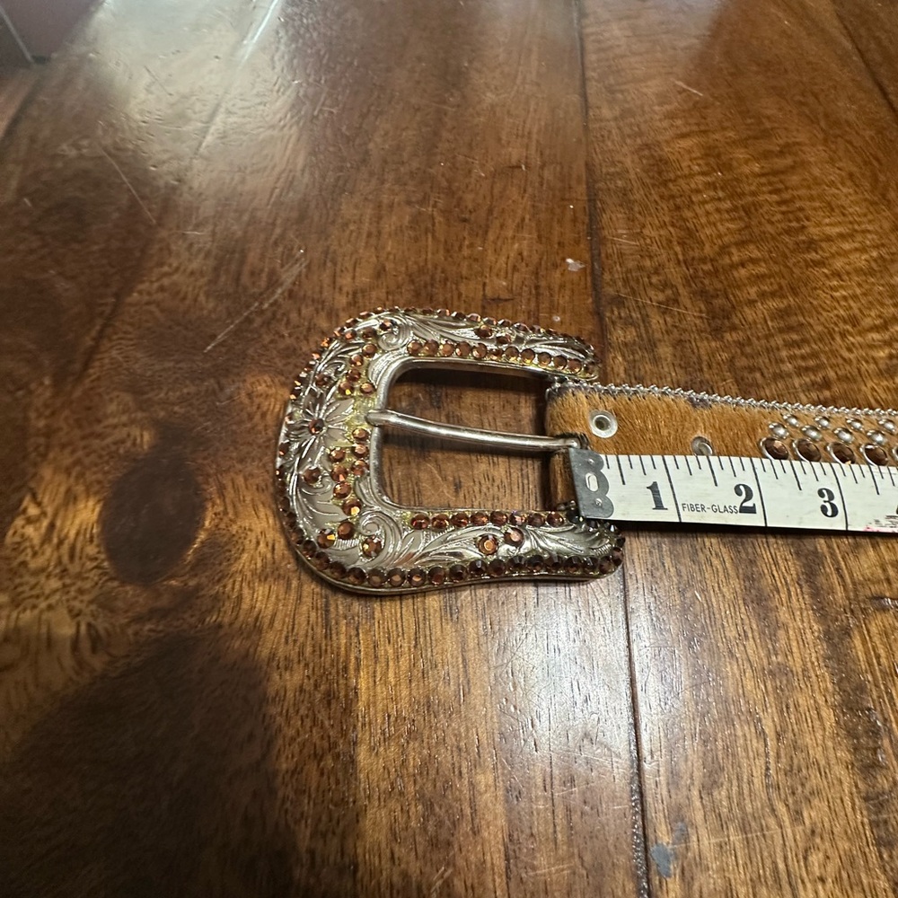 B.B. Simon Brown and Silver Studded Belt Vintage Leather - Picture 11 of 16